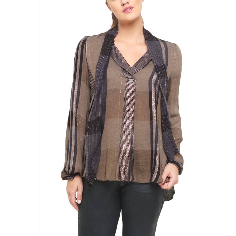 NEW BEATE HEYMANN glossy plaid blouse